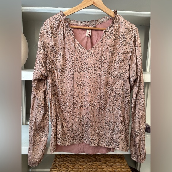 Anthropologie Dolan Miramar Leopard Print Top Blouse Pink Medium Women's - Picture 3 of 8